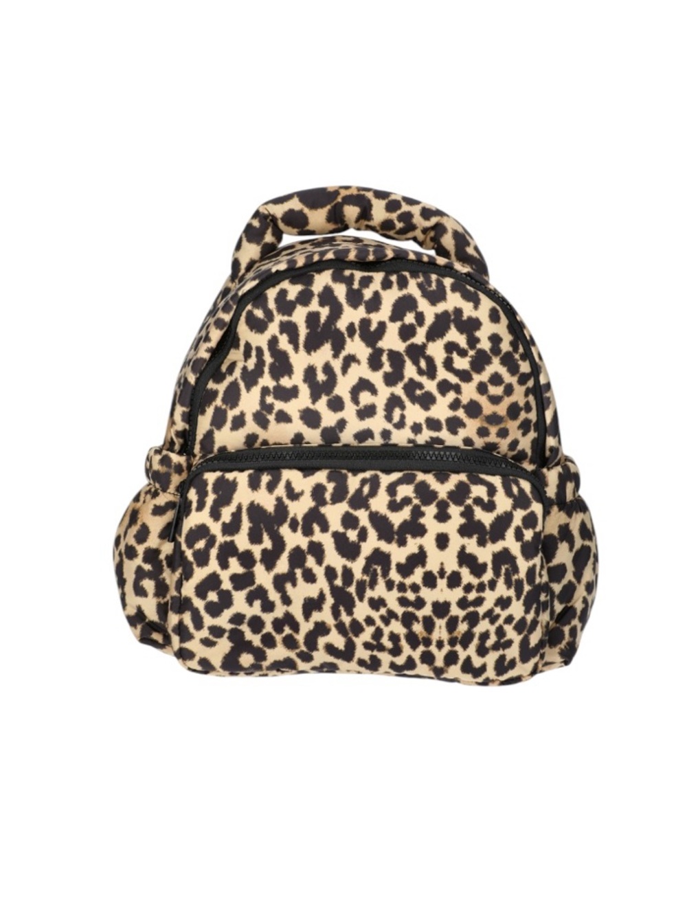 No Boundaries Leopard Print Hand Free Puffy Backpack - Black and Tan - Picture 2 of 11